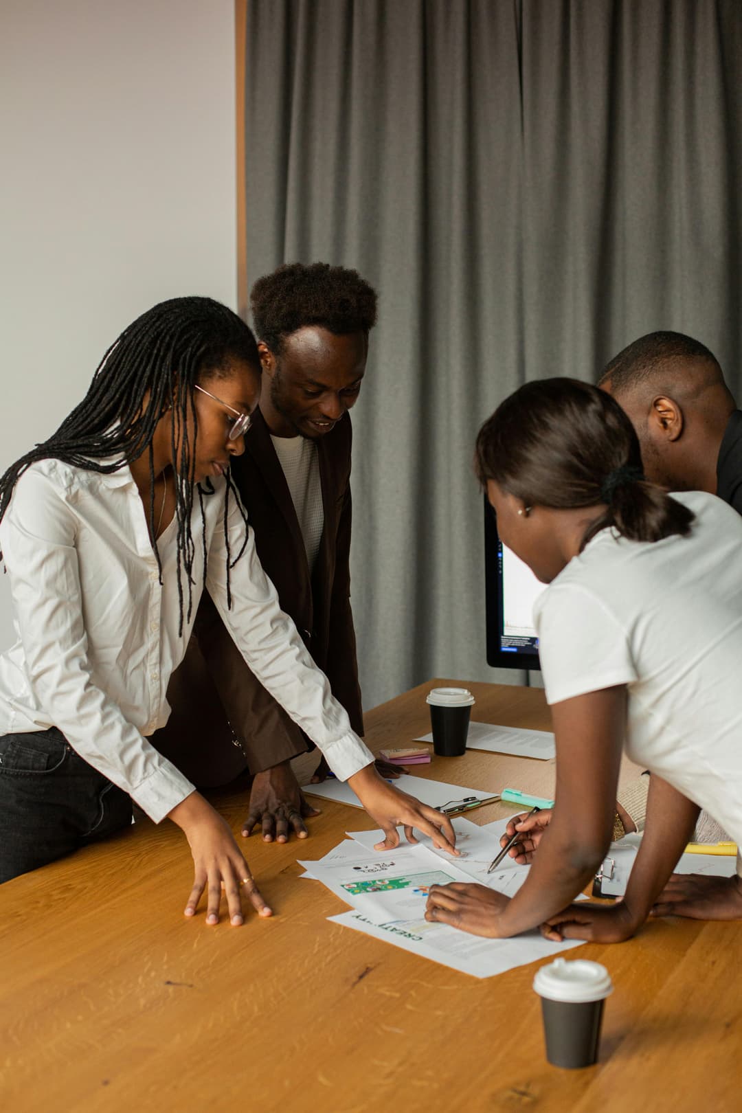 A picture of professionals brainstorming ideas on a project.